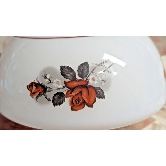 Vintage White Milk Glass 3" Fitter Ceiling Light Fixture Shade Burgandy Roses - Picture 4 of 9